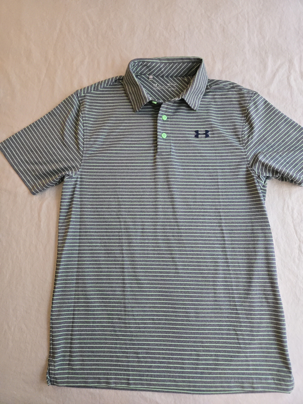 Under Armour Heat Gear Loose Fit Gray Polo Mint Stripe EB4